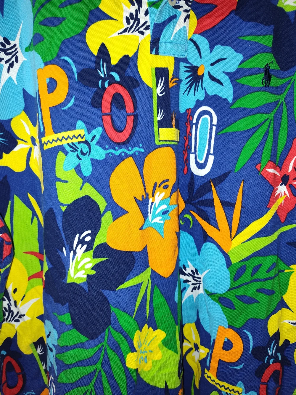 Polo by Ralph Lauren Men's Blue Tropical Floral Polo Shirt